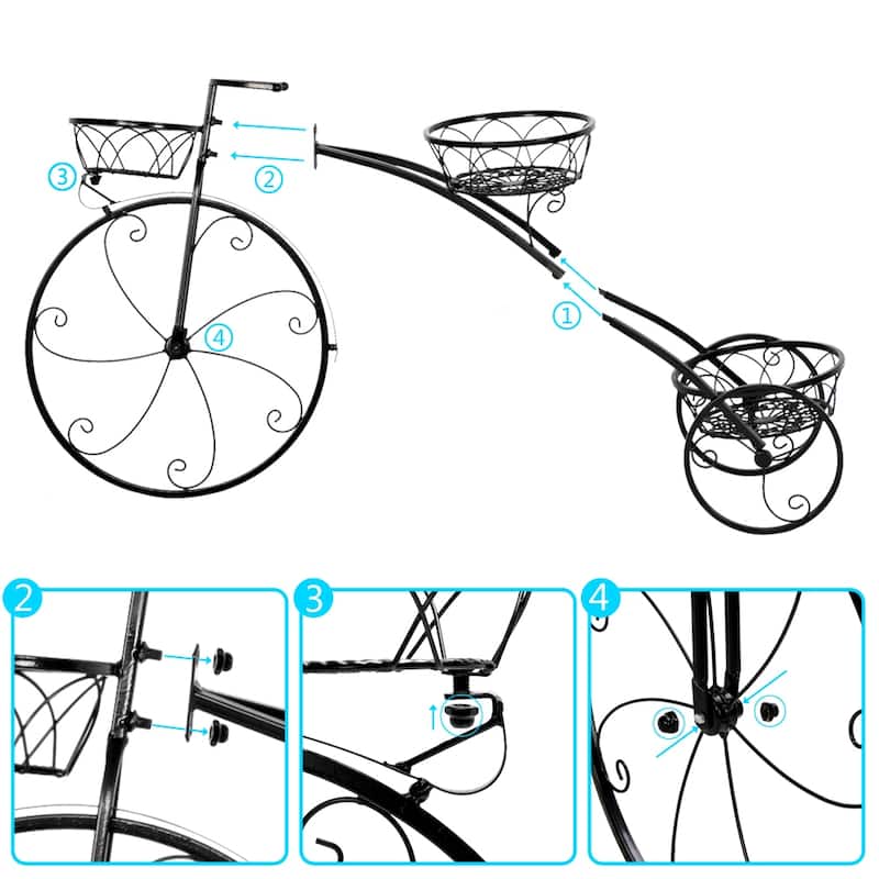 Bicycle Plant Stand Flower Pot Cart Holder For Home Garden Patio