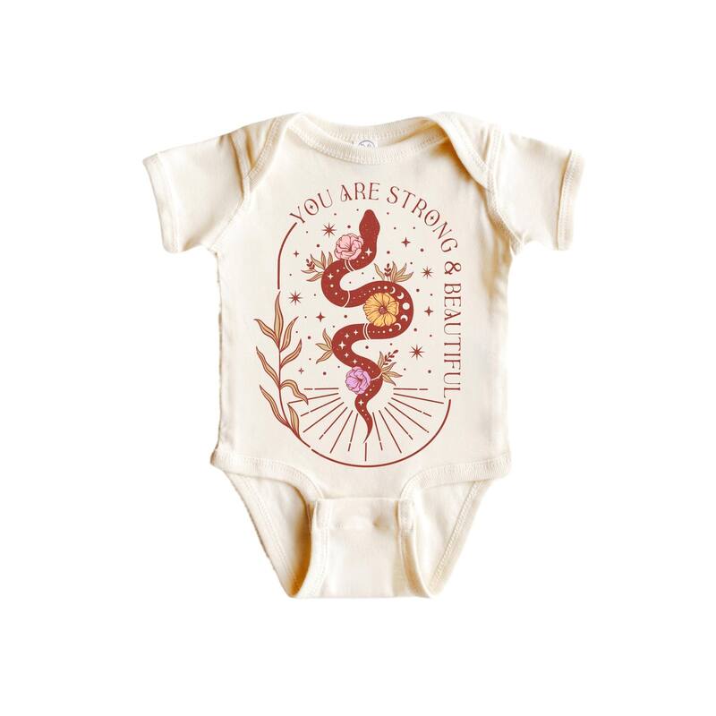 Snake Strong Moon Child - Baby Boy Girl Clothes Infant Bodysuit Funny Cute Newborn - Natural - 0-3M