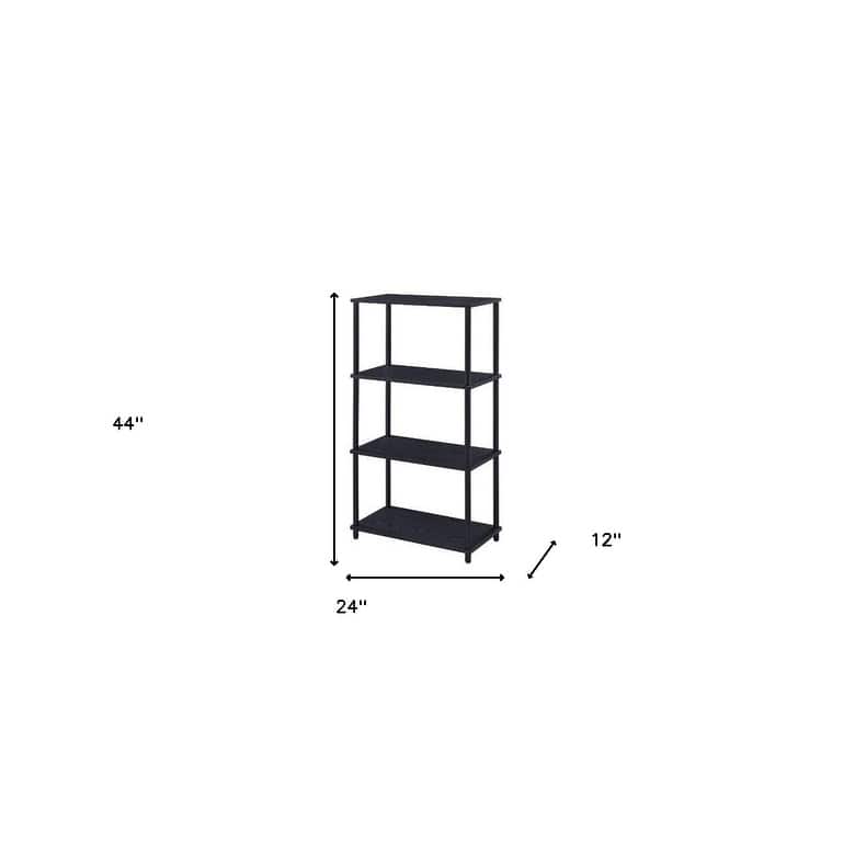 HomeRoots 44" Black Metal and Wood Four Tier Etagere Bookcase