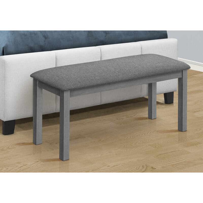 Bench, 42" Rectangular, Wood, Upholstered, Dining Room, Kitchen, Entryway, Brown And Beige, Transitional