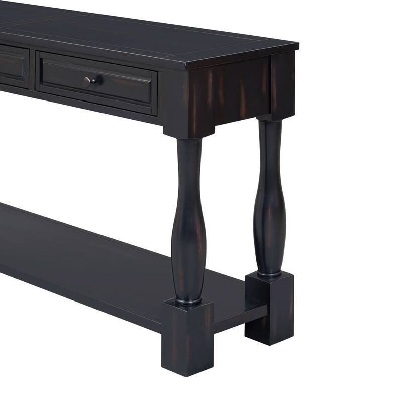 Long Console Table with Drawers and Shelf