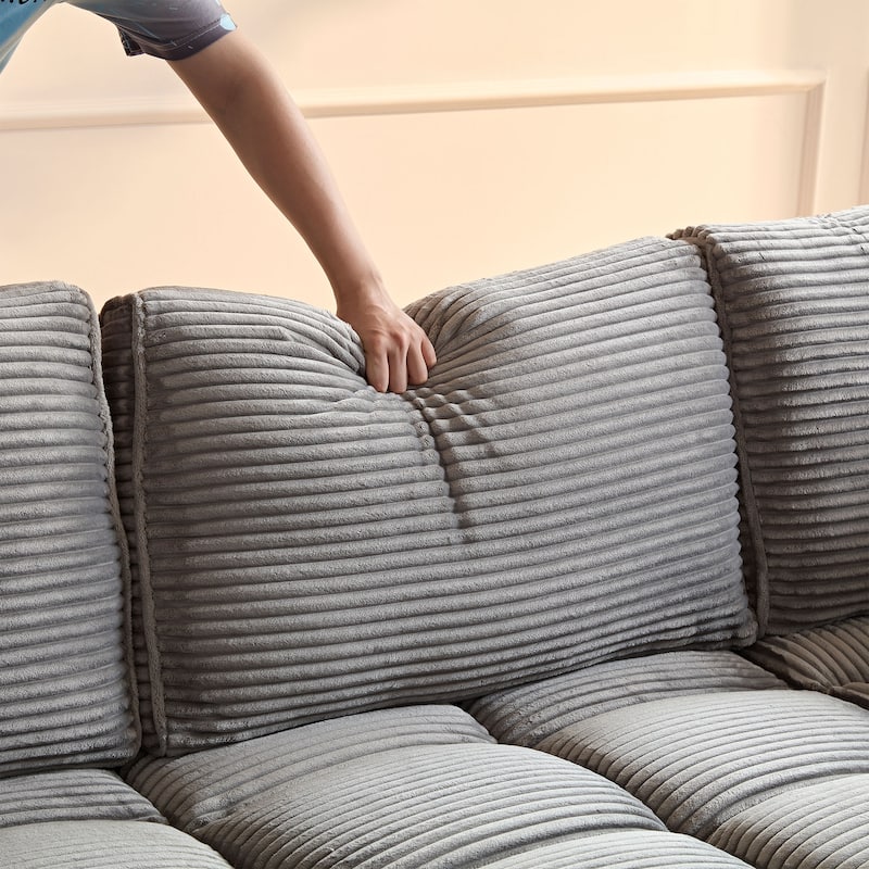 Oversized Sectional Sofa L Shaped Corner Couch Corduroy Upholstery Convertible Sleeper Sofa Couch