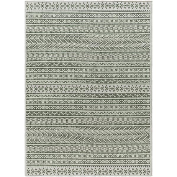 slide 2 of 18, Livabliss Cintia Indoor/ Outdoor Bohemian Stripe Area Rug 2' x 2'11" - Green