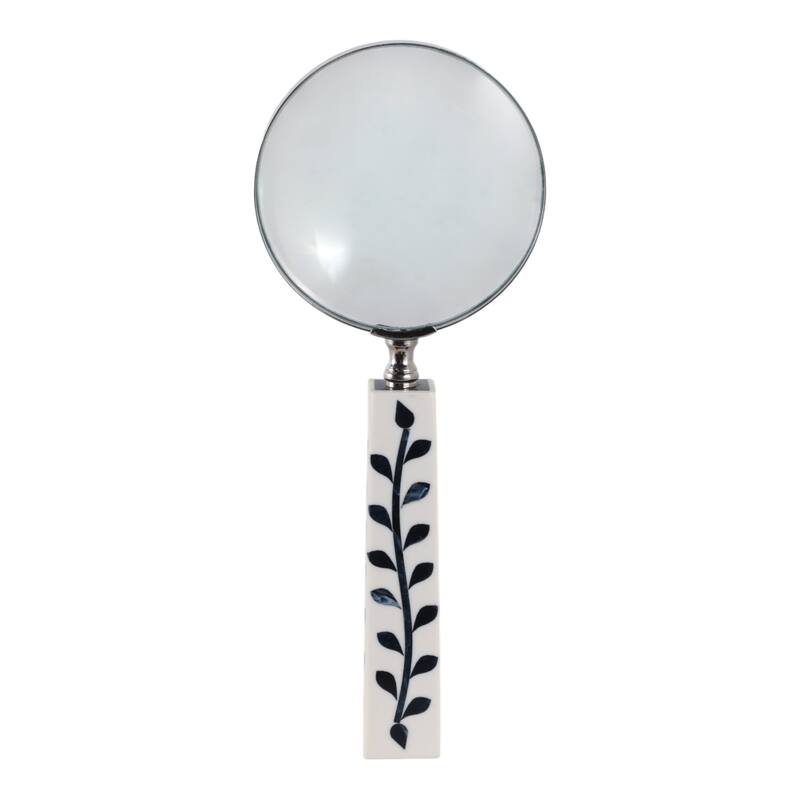 Resin Decorative Objects Glass Leaf Handle Magnifying - 10" Blue - 4" x 1" x 10"