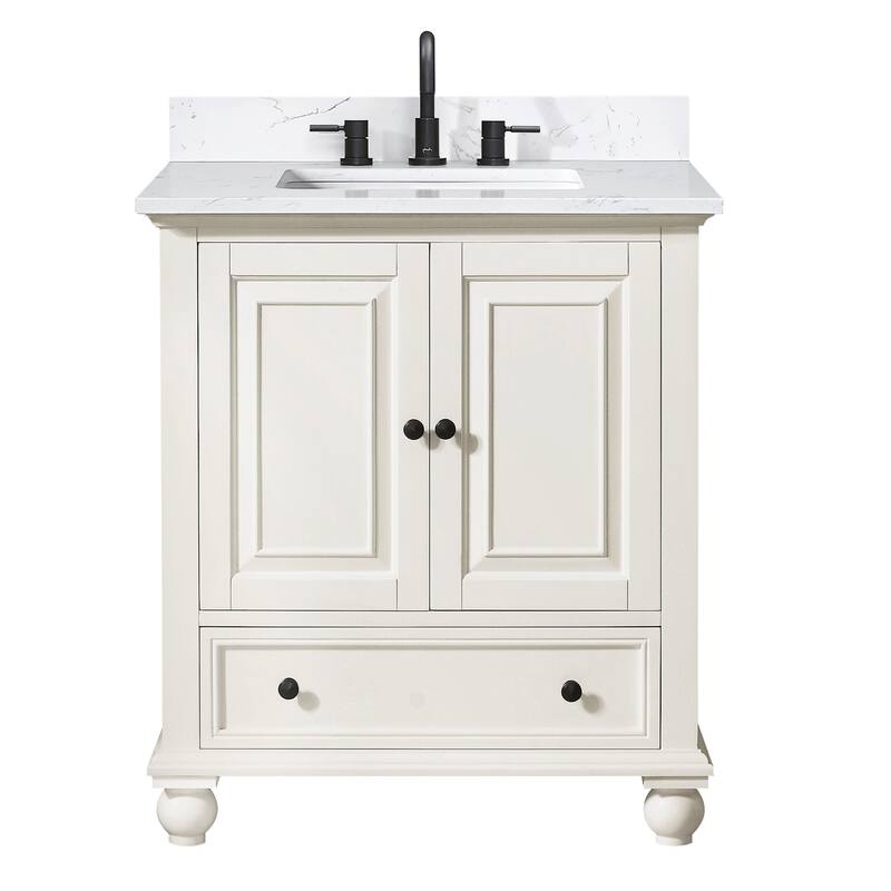 Thompson 30 in. Single Sink Bathroom Vanity with Engineered Stone Top - 31"W x 22"D x 35"H