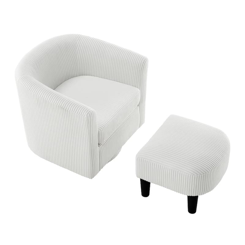 360°Swivel Corduroy Fabric Accent Chair with Ottoman (Set of 2)