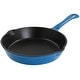 preview thumbnail 1 of 5, 8 Inch Round PreSeasoned Dual Pour Spout Enameled Cast Iron Frying Pan in Ocean Blue