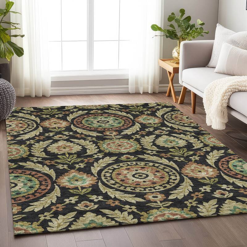 Premium Washable Super Soft Boho Global Mayfield Rug - Black - 8' x 10'