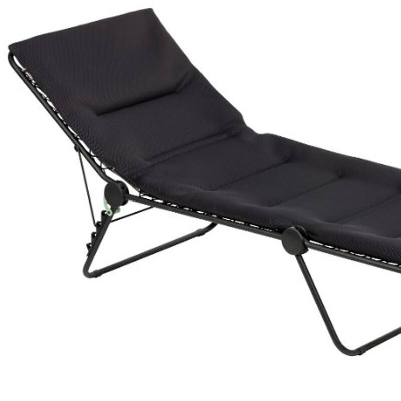 HomeRoots Premium Black Steel Black Cushion Chaise Lounge - 28.3" W x 83.9" D x 27.6" H