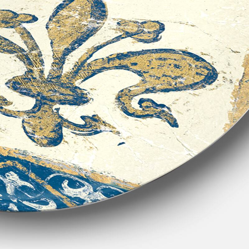 Designart 'Fleur de Lis Gold Pattern' Glam Metal Circle Wall Art - Bed ...