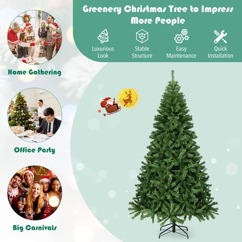 Gymax 7.5' Christmas Tree 1346 Tips Premium Hinged Artificial PVC