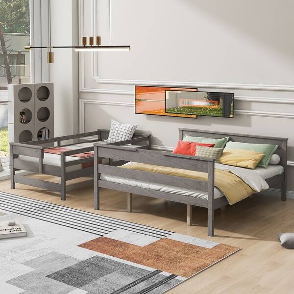 slide 2 of 12, Space-Saving Twin XL over Queen Bunk Bed with Ladder Light Grey