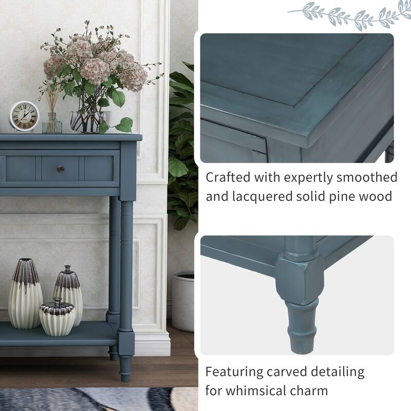 Traditional Console Table with 2-Drawers and Bottom Shelf