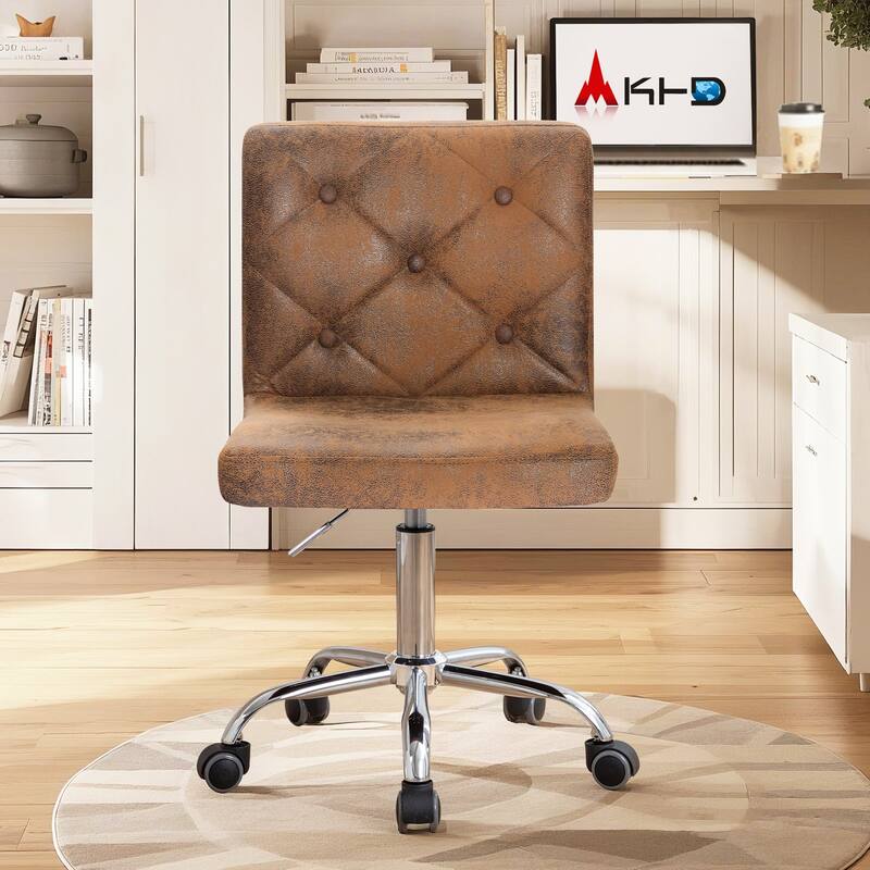Javlergo Armless Office Desk Chair PU Leather Mid-Back Adjustable Height 360° Rolling Swivel 10 Colors Available Office Chair
