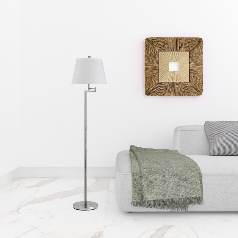 60" Swing Arm Floor Lamp with Square Shade Adjustable Metal Base - 14" x 14" x 60"