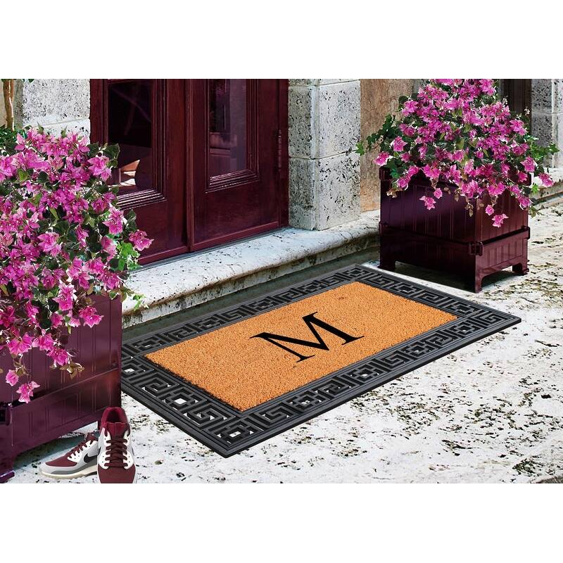 A1HC First Impression Carson Rubber and Coir 24" X 36", Heavy Duty, Easy to Clean Outdoor Monogrammed Doormat