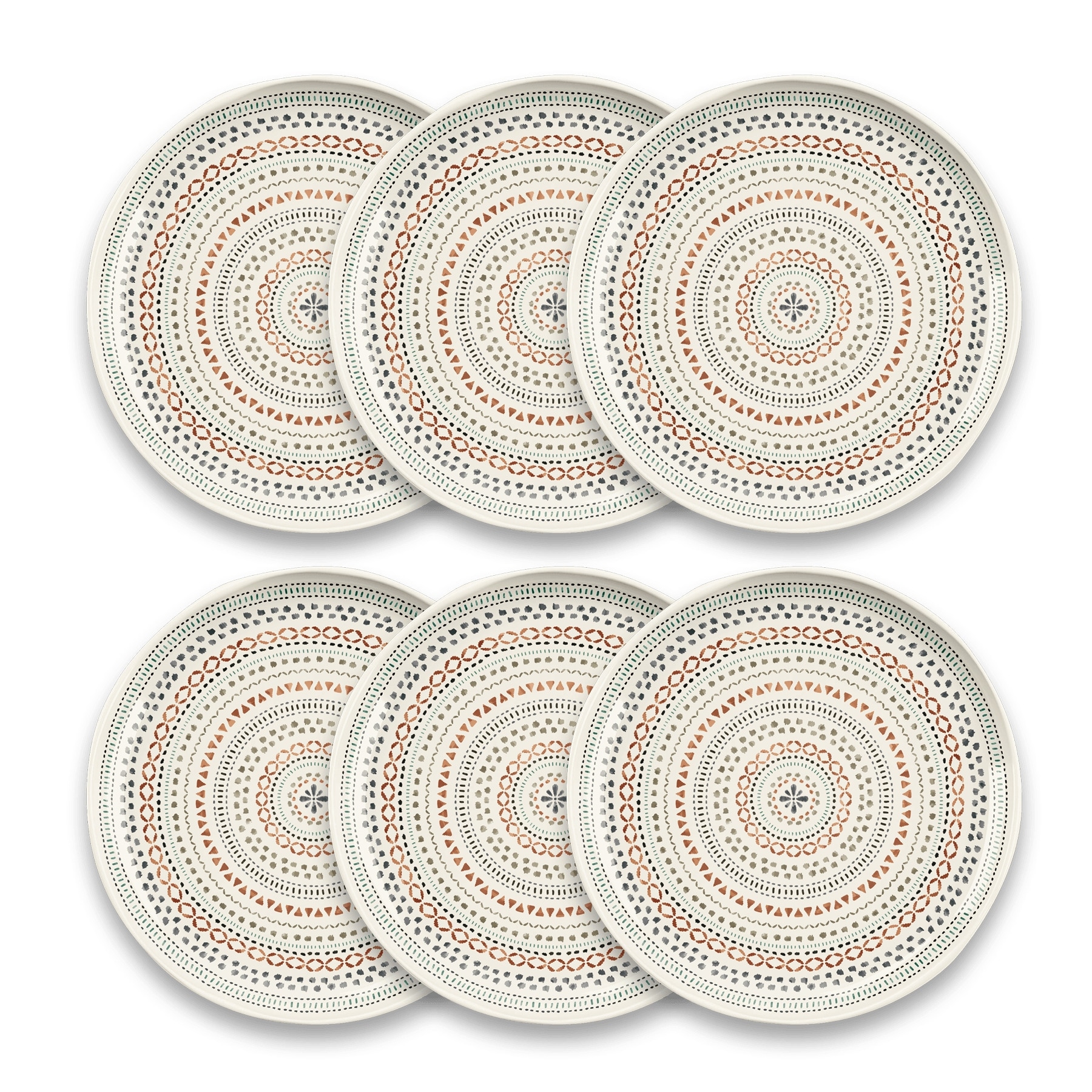 Abode Homewares by TarHong Desert Mandala Dinner Plate, Planta Matte, 10.5 x 0.8", Set of 6