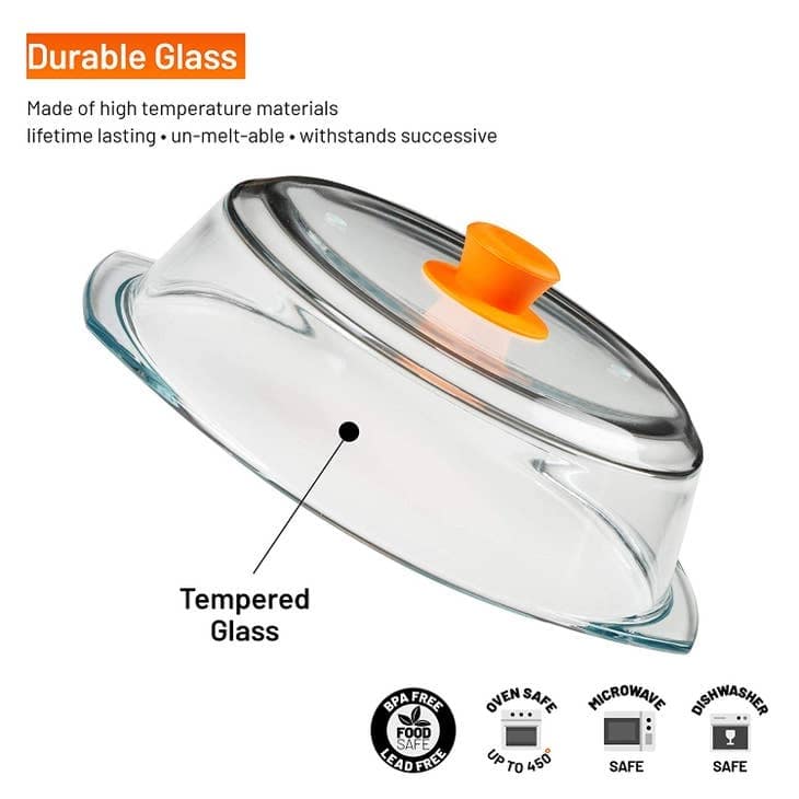 Glass Microwave Cover with Silicone Knob