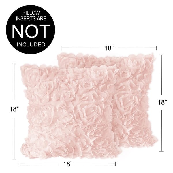 Sweet Jojo Designs Pink Floral Rose Girl 18in Decorative Accent Throw Pillow Cover Set of 2 Solid Blush Vintage Boho Shabby Chic