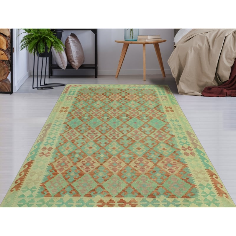 Noori Rug Sun Faded Flatweave Hajar Rust/Beige Rug - 6'8" x 9'9"
