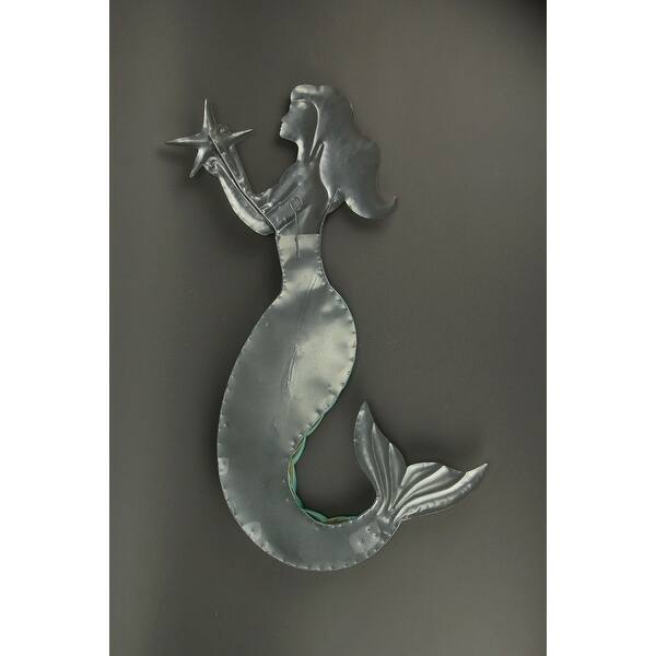 Shop Sparkly Green Tail Metal Art Mermaid Wall Sculpture With 3d