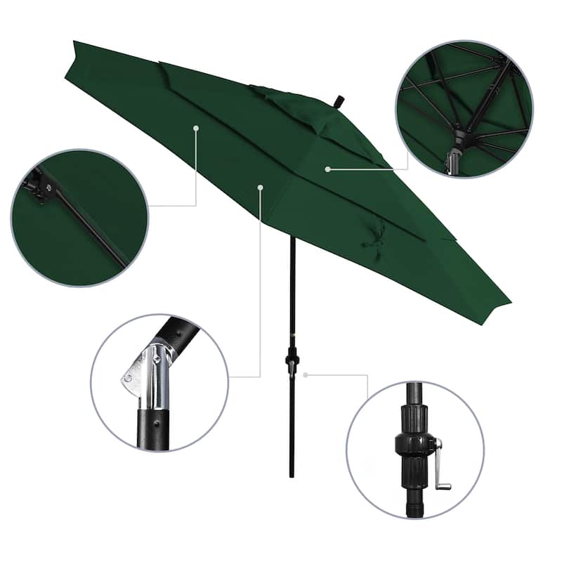 California Umbrella 11' Rd. Alum/Fiberglass Rib Market Umb,Crank Lift/Collar Tilt, Dbl Wind Vent, Black Finish, Olefin Fabric