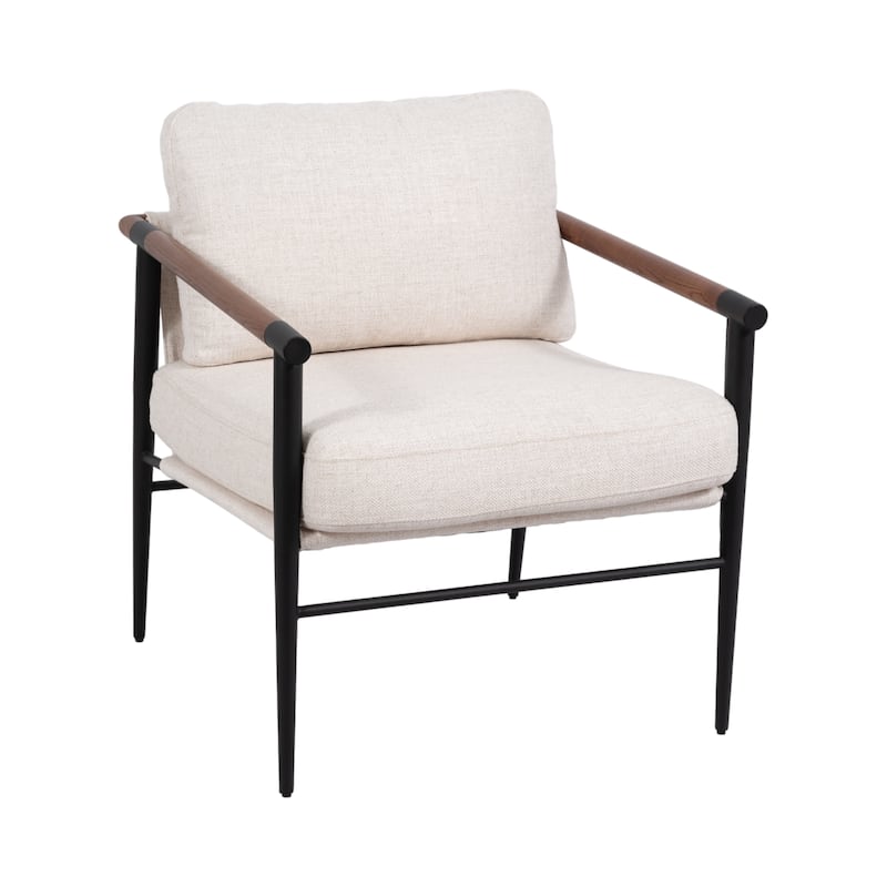 Wood and Metal Modern Accent Chair with Steel Frame and Cushioned Seat