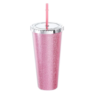 Acrylic Tumbler with Lid and Straw, 24Oz Bling Tumblers Cups for Gifts