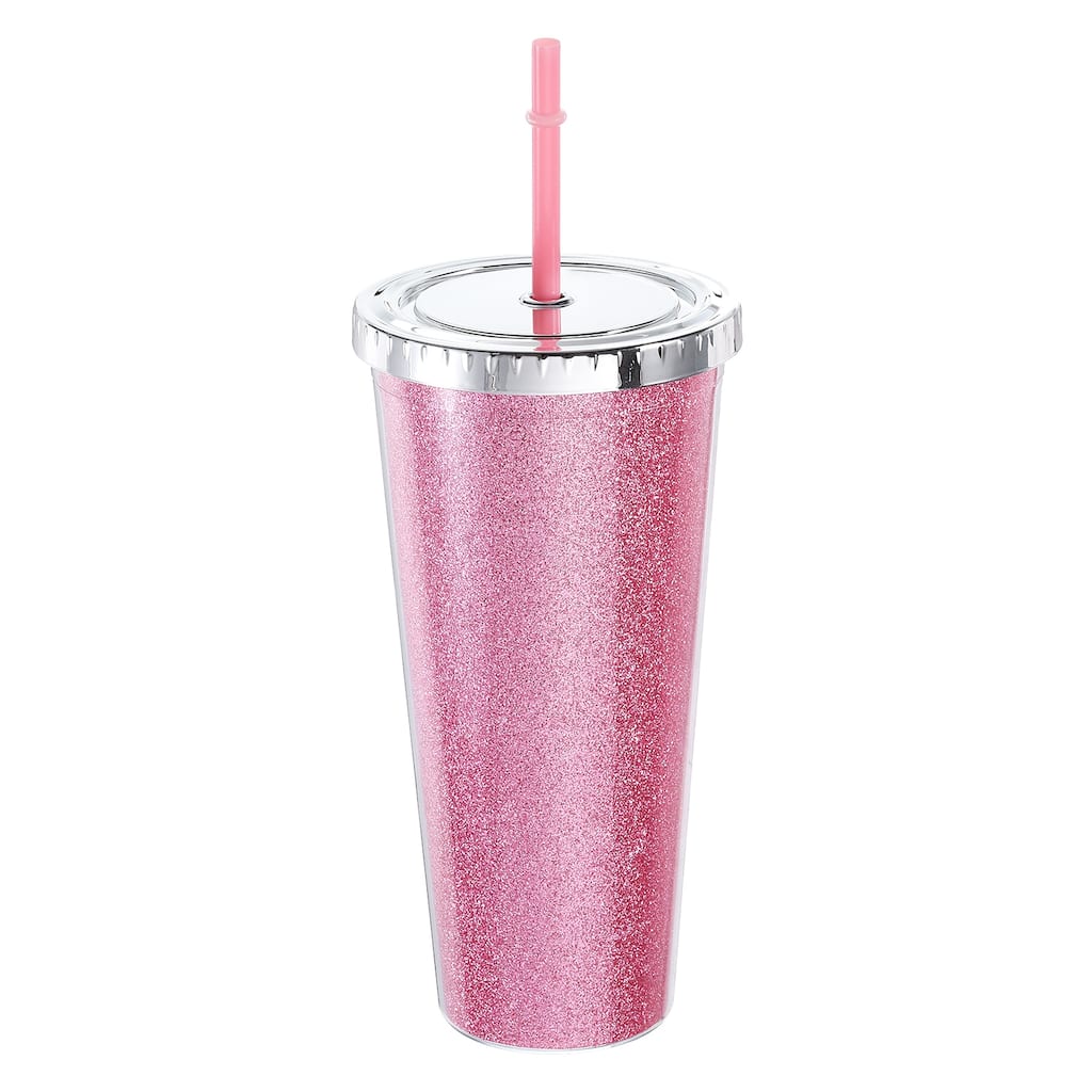 Acrylic Tumbler with Lid and Straw, 24Oz Bling Tumblers Cups for Gifts