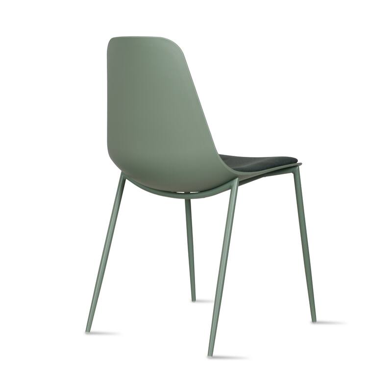 Set of 4 Plastic Dining Chairs Cushion Padded For Kitchen Metal Legs Guest Meeting Waiting Room Business Indoor Outdoor Patio