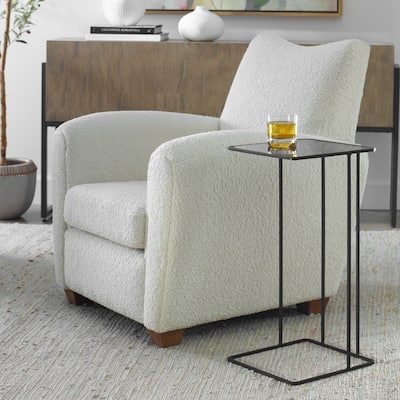 Smoked Glass Top Hand Forged Accent Table - 24" - Black