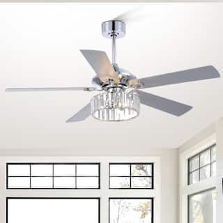 52 Inch Chrome Ceiling Fan with Light and Remote(5-Blade)