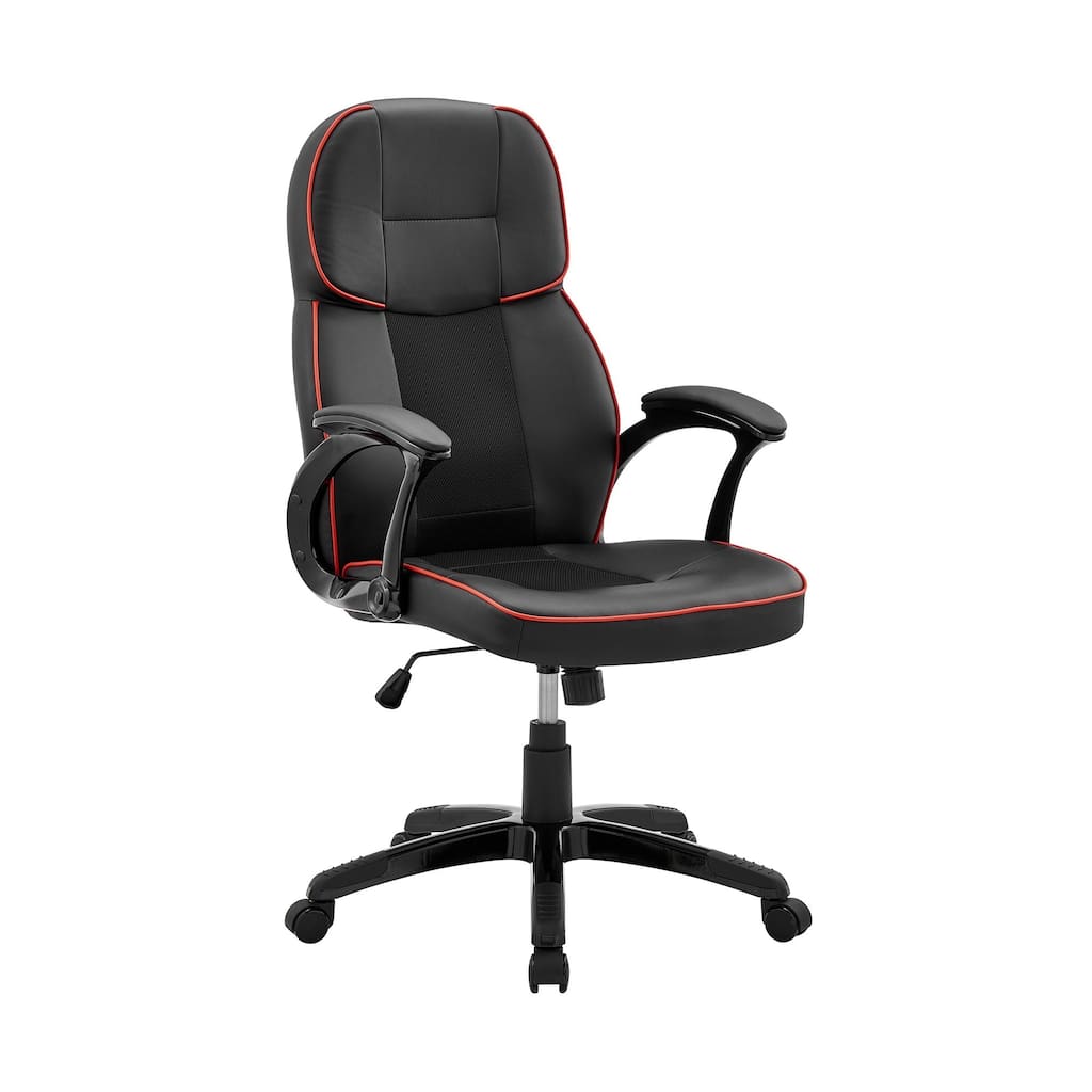 Vic 26 Inch Ergonomic Gaming Office Chair, Red Welt Corded Edges, Black