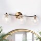preview thumbnail 1 of 9, Modern 3-Light Black Gold Bathroom Vanity Light Fixture with Globe Glass - 24.5" L x 7.5" W x 8" H Black/ Gold