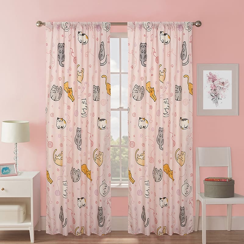 Kidz Mix Sleepy Cats Window Panel Pair