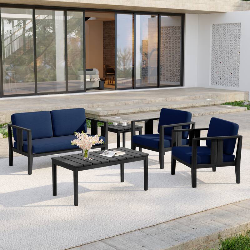 5-Piece Casual Outdoor Patio Furniture Set In Solid Teak Wood