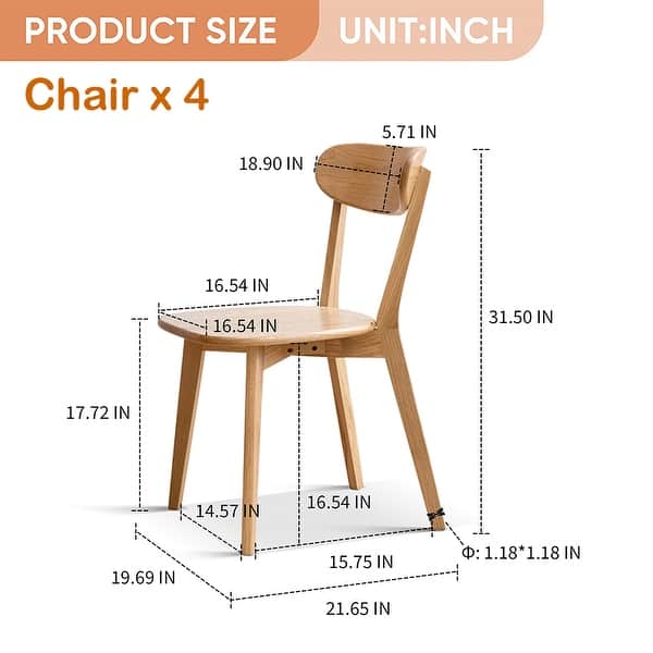 Wood Dining Chairs, Solid Oak Wood Chairs w/ Backrest Seat On