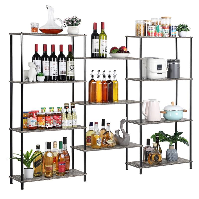 Industrial Bookshelf with 2 Anti-Tipping Strap - Grey - 4-Tier