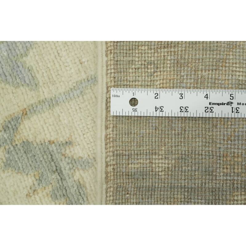 Earth Tone Wool Oushak Vegetable Dye Runner Rug, Floral Geometric Carpet - 13' 4'' X 2' 9''