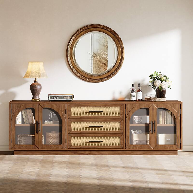 70.9" Mid-century Modern TV Stand for Up to 80" TVs, Entertainment Center for Living Room - 13.78" D x 70.87" W x 21.65" H