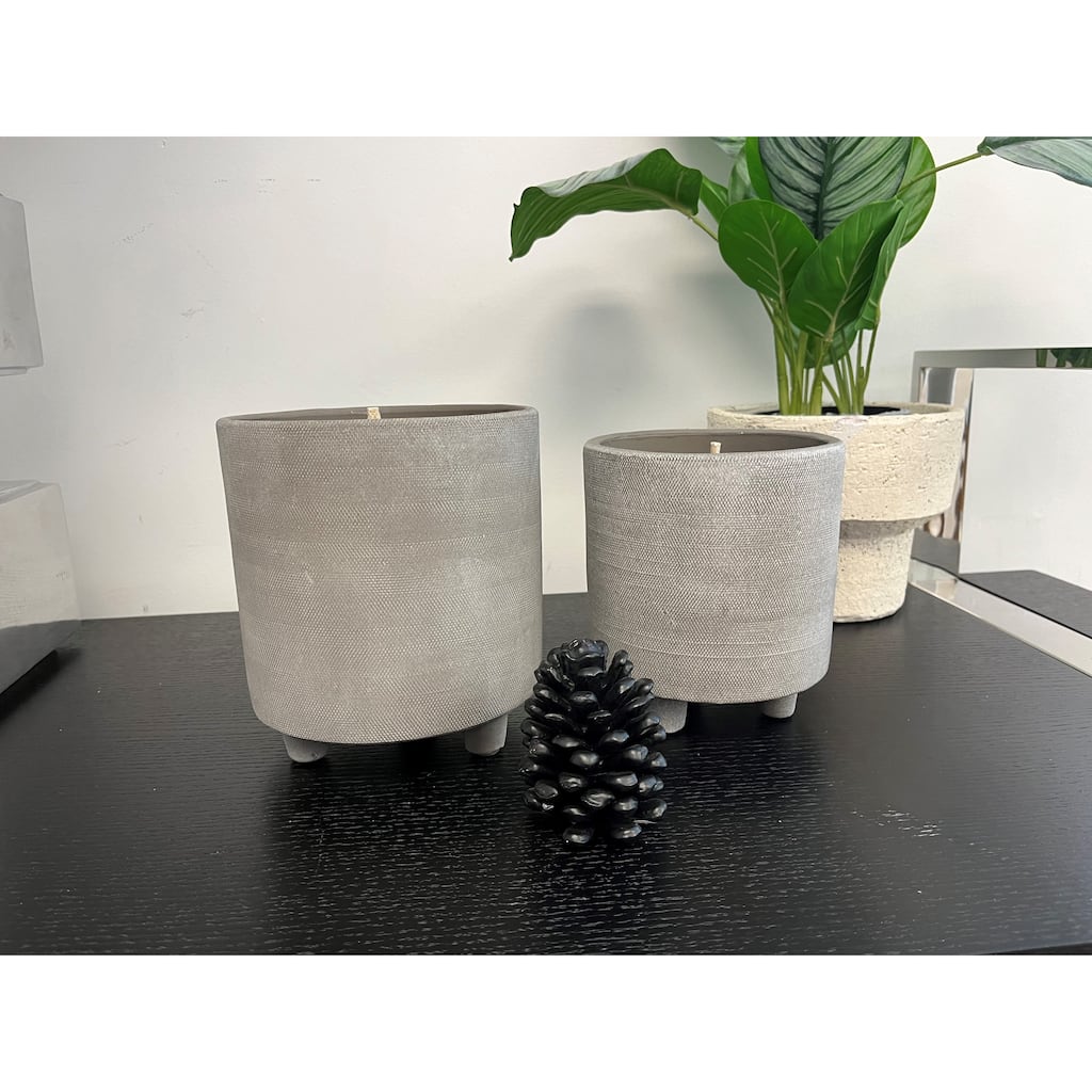 Sm Flowerpot w/3 Planter feet Taupe Candle Dia 6" - TAUPE