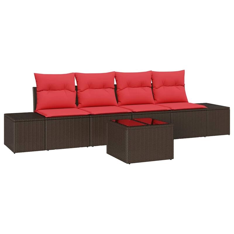 vidaXL 5 Piece Garden Sofa Set with Cushions - 115.7×24.4×27.2
