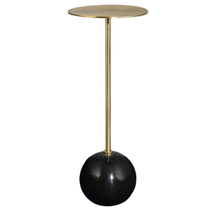 Uttermost 25181 Gimlet 9" Diameter Metal and Marble Accent Table - Black / Brass