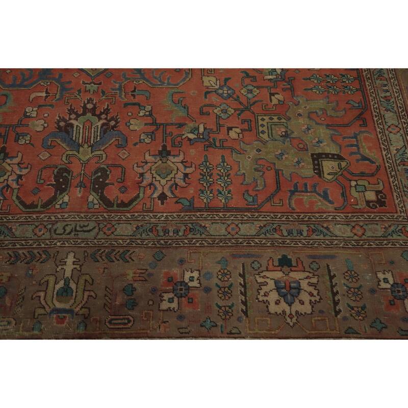 Hand Knotted Oriental 100% Wool Carpet Traditional Medallion Coral Tabriz Area Rug - 10' 9'' X 7' 8''