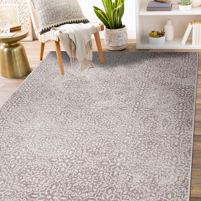 World Rug Gallery Contemporary Flowers Indoor/Outdoor Area Rug