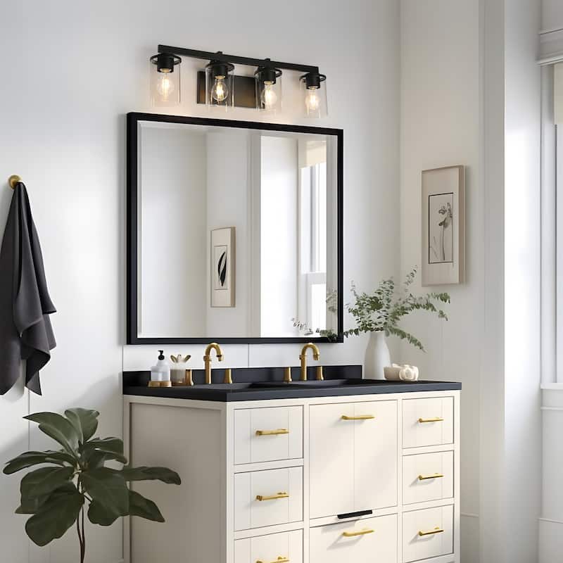 Fora Modern Farmhouse 3/4-Light Bathroom Vanity Lights Glass Wall Sconces