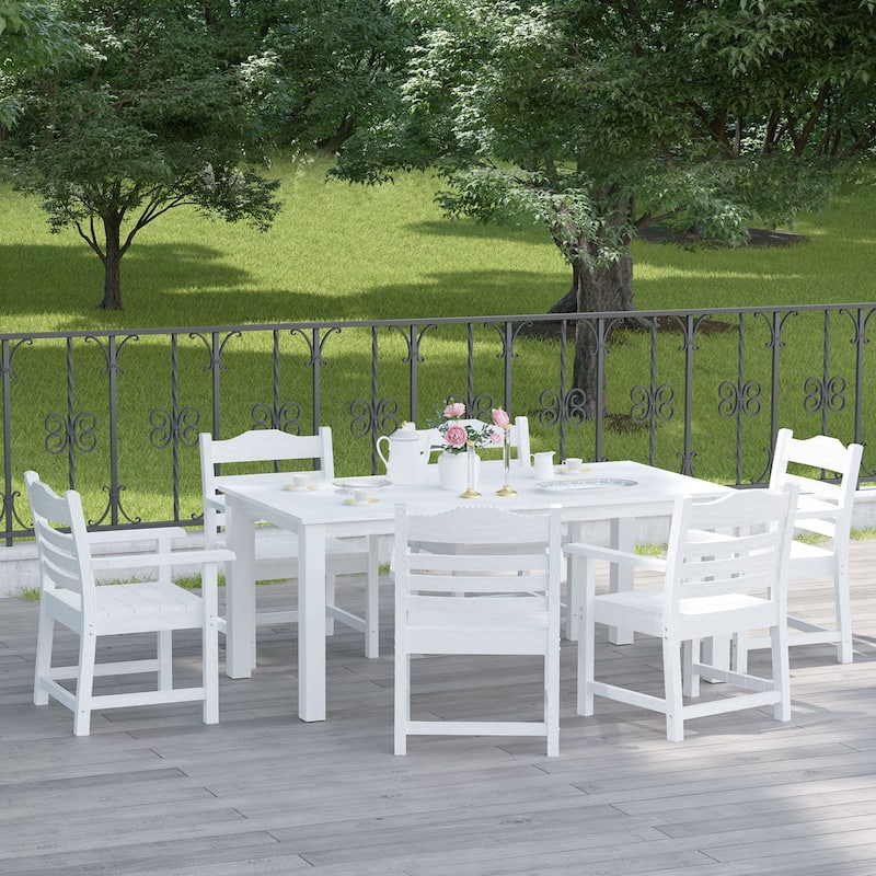 Farmhouse Dining Chair with Armrest Set of 2, Patio Bar Stools, Outdoor Furniture Slat Back Solid Wood Seat Chairs