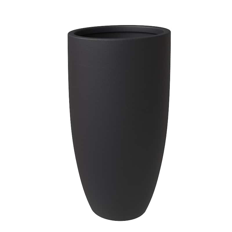 Crete Tapered Round Planter, Durable Fiberstone & Clay Indoor/Outdoor Pot with Drainage