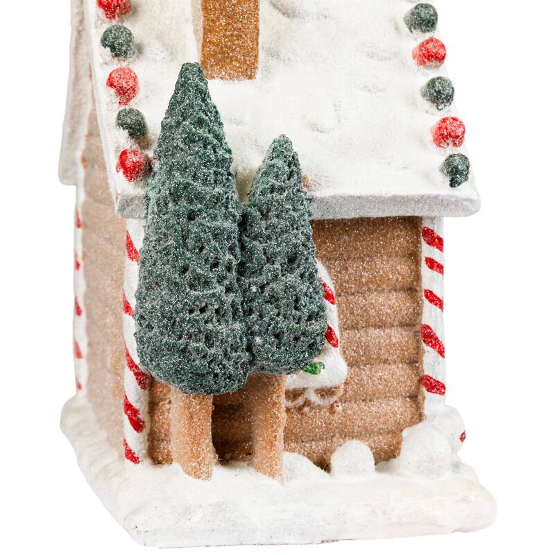 Snow Covered Gingerbread House with Candy Accents Christmas Decoration - 8"