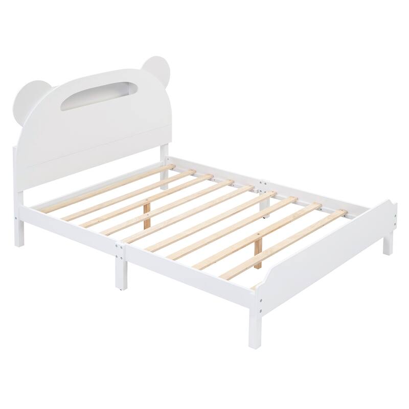 3-Pieces Bedroom Sets Full Size Bear-Shape Platform Bed with Nightstand and Storage dresser